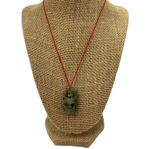 New with tags Chinese Artisan jadeite Jade Carved Dragon Pendant Necklace Green